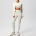 Three-Piece Casual Long-Sleeved Yoga Suit Slim High-Waisted Sports Wear Outdoor Gym Sport Workout Wear Fitness Yoga Set Women
