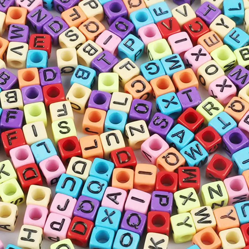 Wholesale 6mm Square Acrylic Alphabet Beads Multiple Popular Colors Loose for Jewelry Making