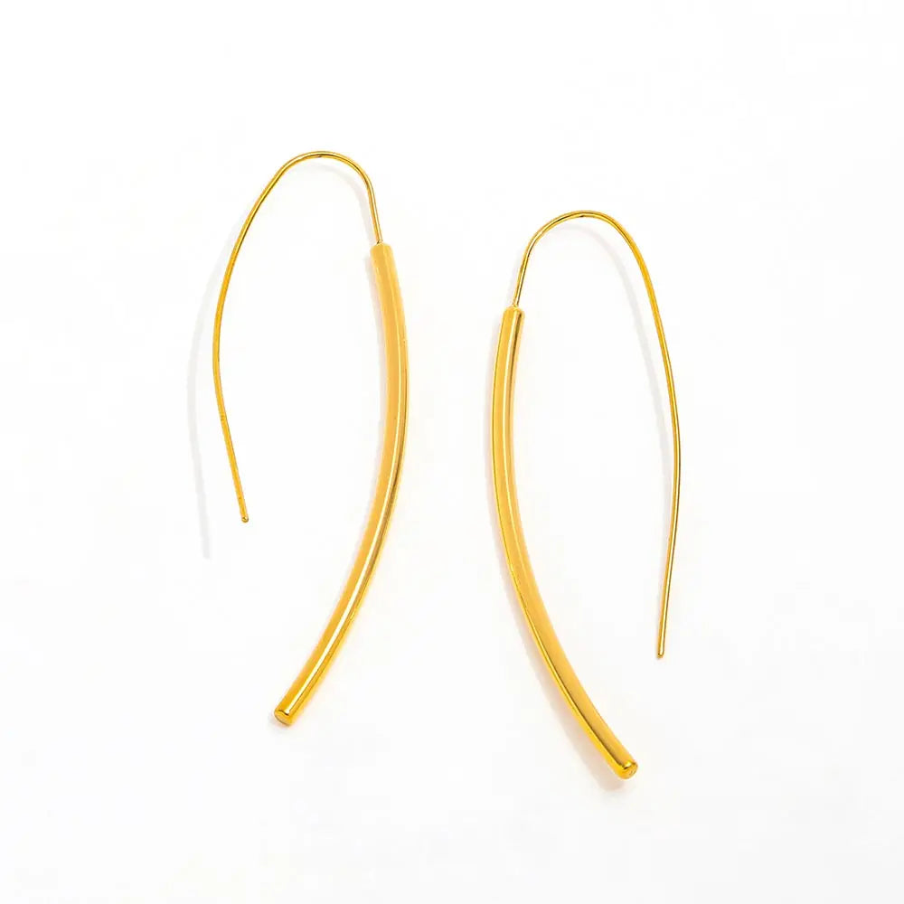 New Trendy 18K Gold Plated Geometric Hoop Earring Twisted Tassel Drop for Women for Parties Gifts Stainless Steel Wholesale