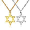 PVD Gold Star of David Pendant Necklace Stainless Steel Tiny Six-Pointed Megan Star Necklace Israel Jewish Jewelry for Women Men