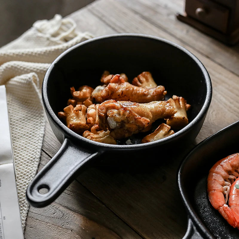 Nordic Ceramic Roasting Pan Set Popular for Hotels and Restaurants Microwave Oven Safe Round Can Be Used in Microwave Oven