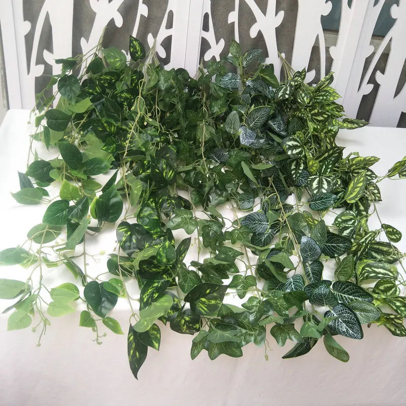 O-X155 INS Popular Artificial Boston Ivy Leaf Eucalyptus Leaves Faux Wall Hanging Plant Artificial Flower Vines Wedding Hanging