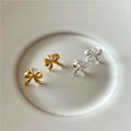 Bijoux Fashion 925 Sterling Silver Gold Hollow Bowknot Stud Earrings for Women
