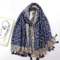 Wholesale Ethnic Style Small Floral Pattern Imitation Cotton Ladies Hijab Scarf for Women Stylish 90*180cm Length Soft Shawl