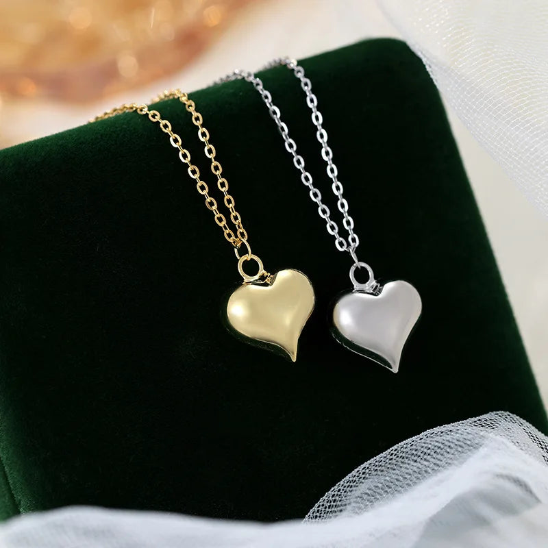 Fashion Fine Jewelry 925 Sterling Silver Minimalist Necklace Heart Gold Plated Necklaces for Women Valentine's Day