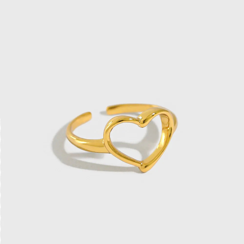 FUAMAY Silver 925 Fashion Jewelry Rings Hollow Irregular Geometric Opening Ring Heart Adjustable Ring