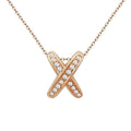 Fashion Trendy 18k Real Gold Necklace Cross Pendant Inlaid Natural Diamond in 18K Rose Gold Necklace for Loving