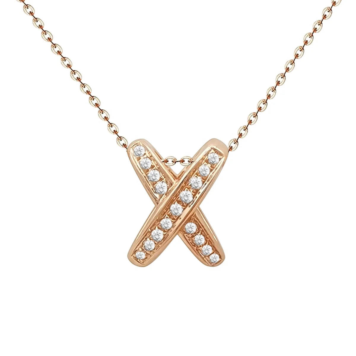 Fashion Trendy 18k Real Gold Necklace Cross Pendant Inlaid Natural Diamond in 18K Rose Gold Necklace for Loving