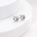 Simple Classic Round Minimalist Solitaire Gemstone Stainless Steel Cubic Zircon Stud Earrings