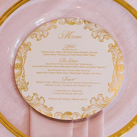 2026 Custom Printed Round Menus With 1 Color Foil Creative Shape Paper Luxury Wedding Dinner Menu Cards