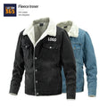 Wholesale Oem Black Blue Men's Style Fleece Custom Printed Jeans Clothes Men Winter Denim Jacket Men