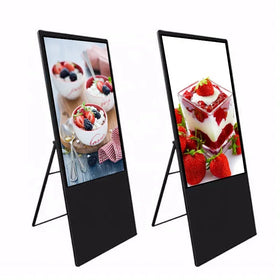 43-55 Inch Foldable Slim LCD Signage Display Custom Media Player Totem 6mm Pixel Pitch Elevator Use Custom Logo Digital Poster