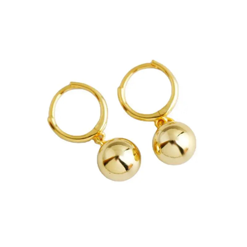 Ins Trendy Personality Design 925 Silver Huggies Earrings Jewellery Gold Color Ball Stud Earrings