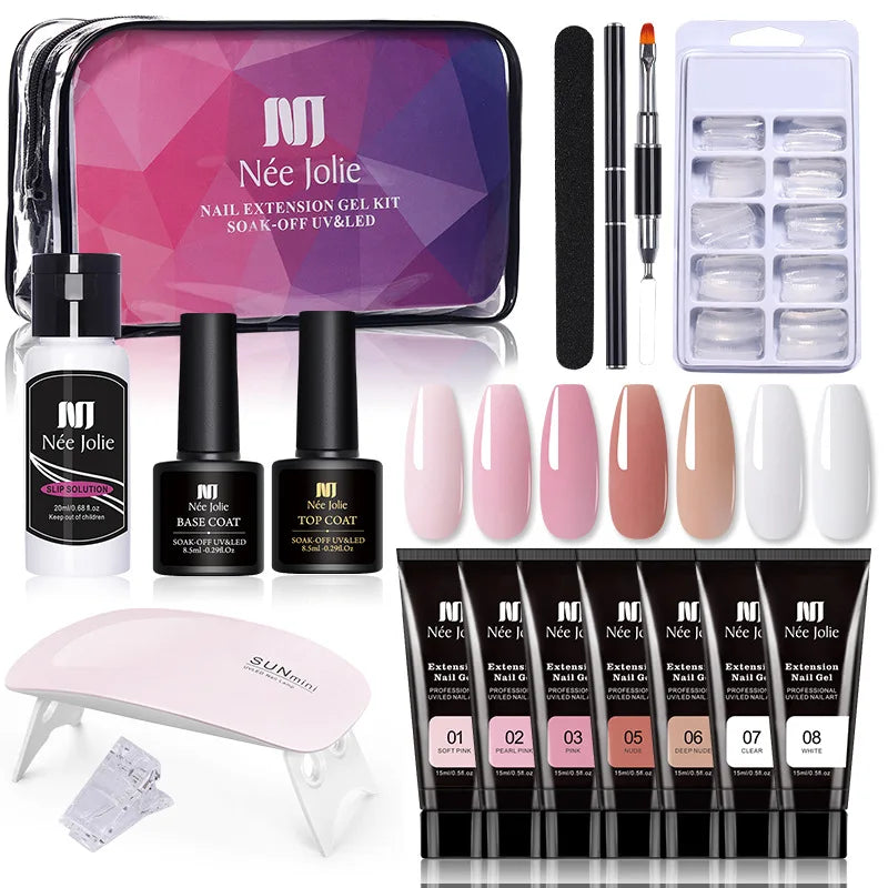 Hot Wholesale Acrylic Gel Kit Nail Extension Phototherapy Crystal Glue Nail Extensions UV Easy Shape 7 Color