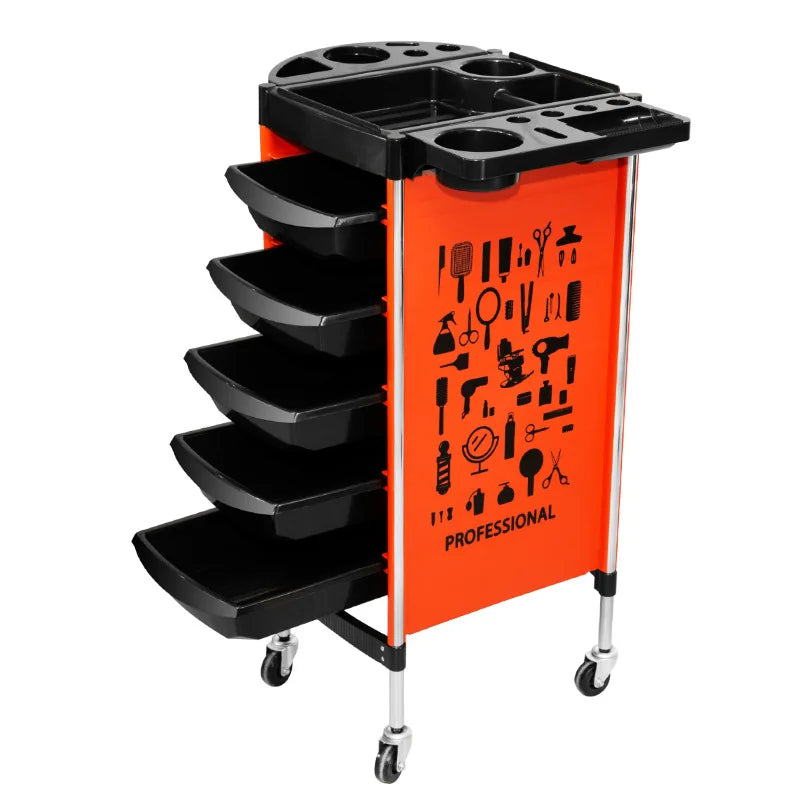 Modern Hospital Beauty Salon Five-layer Storage Tray Trolley Hair Perm Dyeing Cart Barbershop Salon Tool Plastic ABS+PP Material