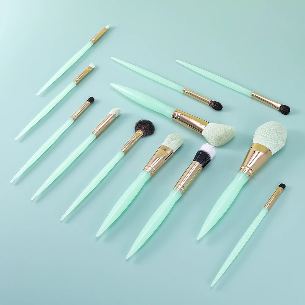 V-12-6r Custom Eco Friendly 12piece Kabuki Private Label Green Competitive Price Professional Makeup Brush Set