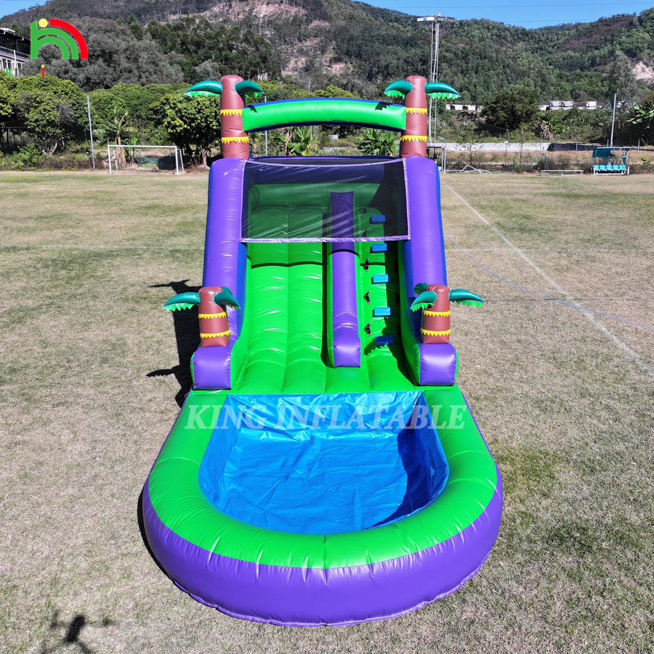 Commercial Grade PVC Outdoor Adult Kids Party Inflatable Water Slide With Large Splash Pool and Blower