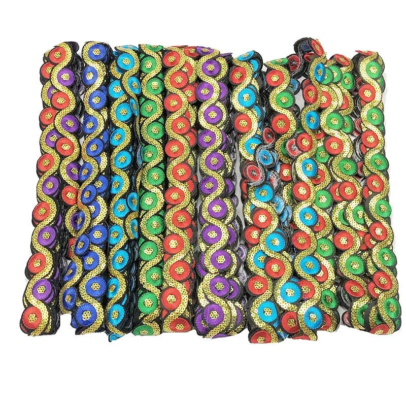 Diy Sewing Accessories Embroidery Sequined Lace Flower Trimming National Ethnic Fabric Christmas Colorful Dancewear Lace Trims