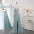 Jancember SZ311 Luxury Sleeveless Pearls V-neck Mermaid Evening Formal Gowns