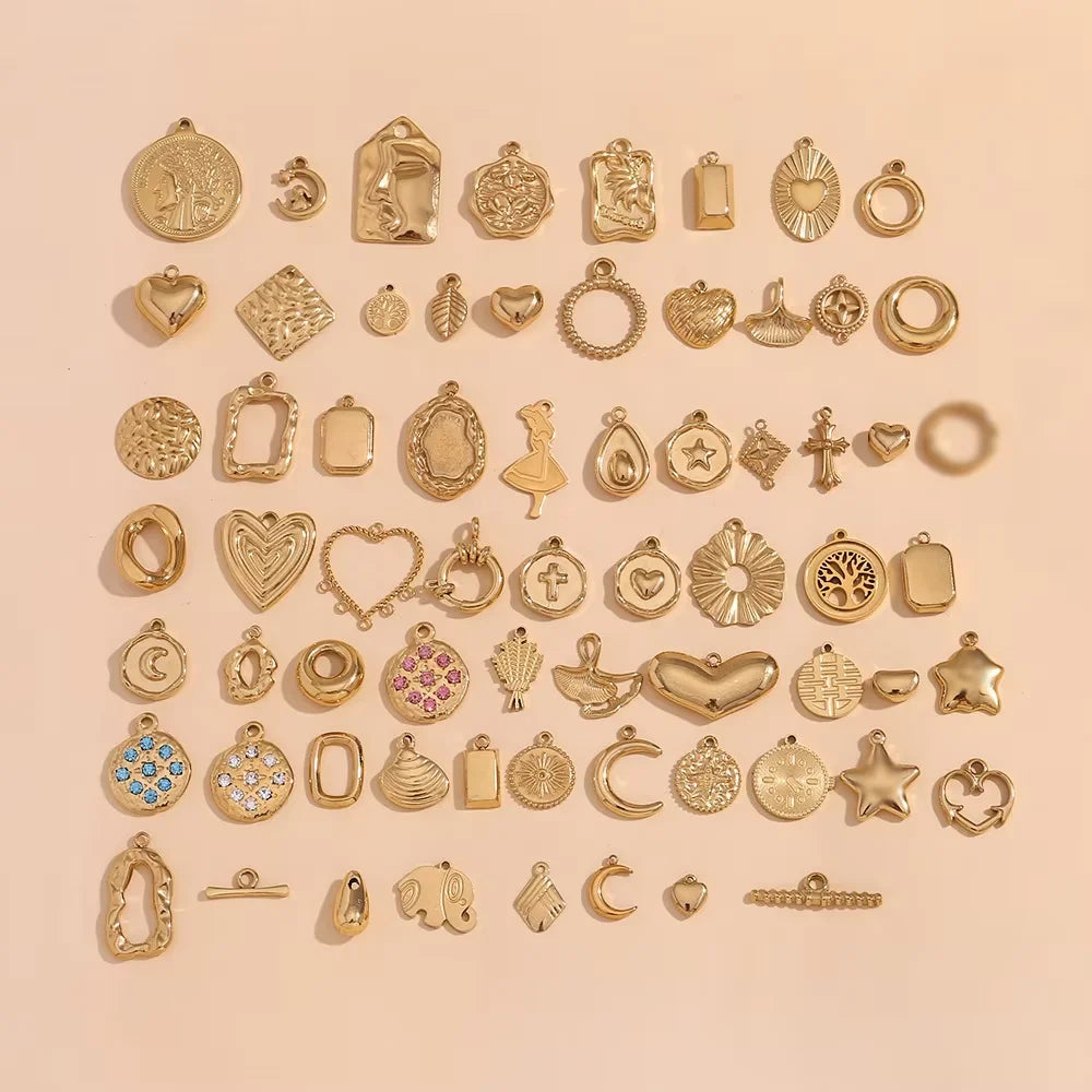 Factory Wholesale Fashion Gold Plated Charms for Jewelry Making Stainless Steel Pendants Jewelry Manufacturer Accessories