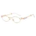 New Arrival Luxury Diamond Ladies Anti Blue Light Glasses Oval Metal Women Eyewear Frames