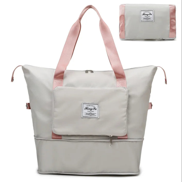 Custom Logo  Foldable Scalable Dry Wet Separated Sport Duffel Holdall Training Yoga Weekend Shoulder Tote Luggage Travel Bag