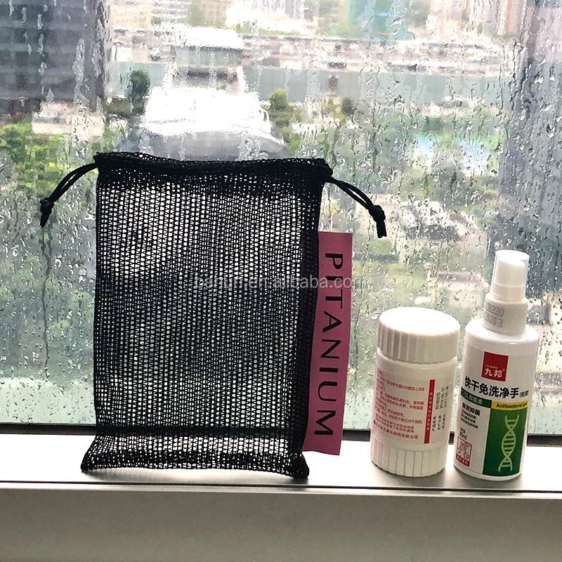 Hot Selling Wholesale Mesh Bag for Packing Black Small Mesh Drawstring Bag