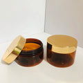 8oz 250ML Amber Jars Round  PET Cream Jars With Shiny  Gold Lids  Body Bath Salts Cosmetics Plastic Containers