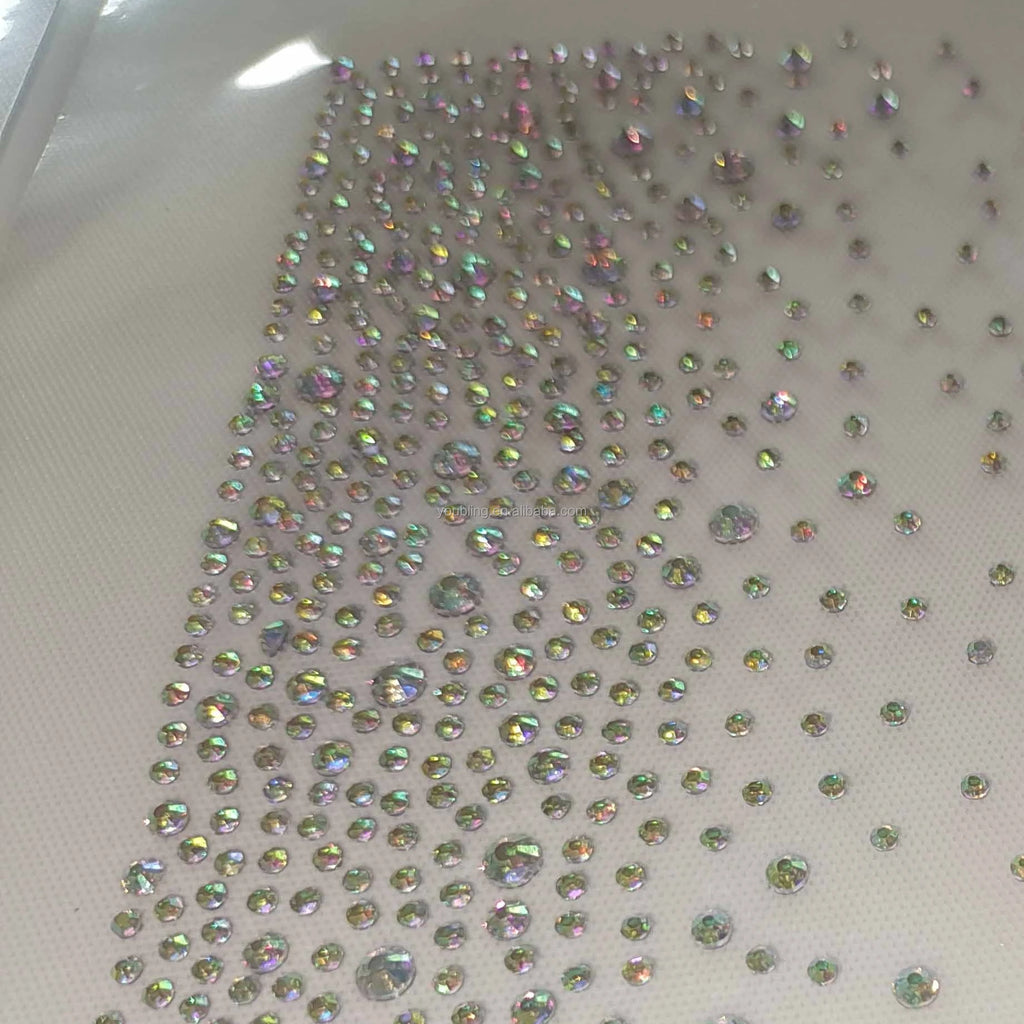 Wholesale Iron on Bling Crystal Strip Hotfix Strass Random Scatter Diamond 2mm 3mm Rhinestones Sheet Transfer  Motif for DIY