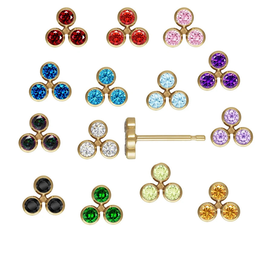 Trendy 14k Gold Filled 2mm Zircon Earring Stud Birthstone Earrings