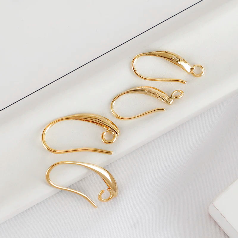 Crescent Hooks Earrings 14K Real Gold Color Preserving Brass 18k Gold Plate Jewelry Making Smooth Earrings Clip