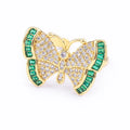 QIKU Fashion Butterfly Shape Gemstone Diamond Ring Adjustable Opening Jewelry Women Wedding Accessories Wholesale Dropshipping
