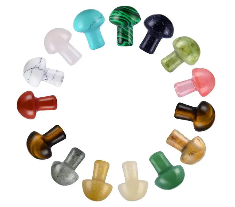 Assorted Colors Natural Gemstone Mushroom Shape Chakra Healing Stones