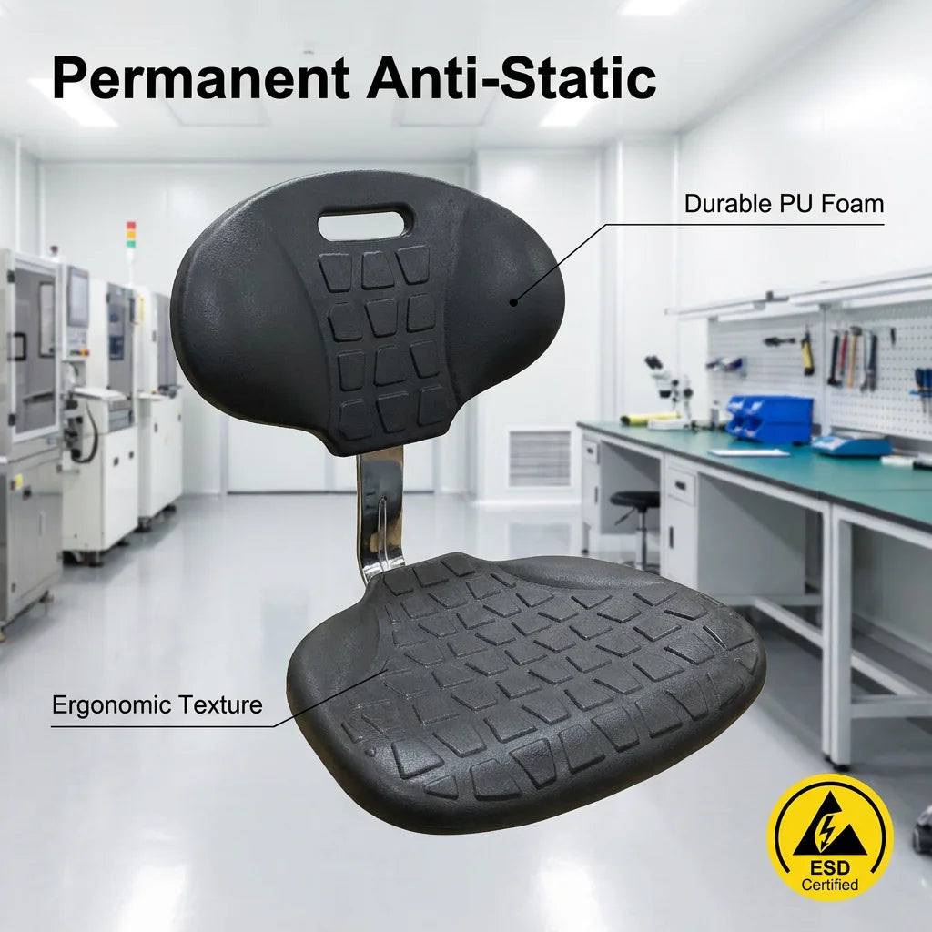 KEXING ESD Antistatic PU Foam Chair Heavy Duty 10^6-10^9Î© Ergonomic Lab Stool with Footrest for SMT Cleanroom Workshop