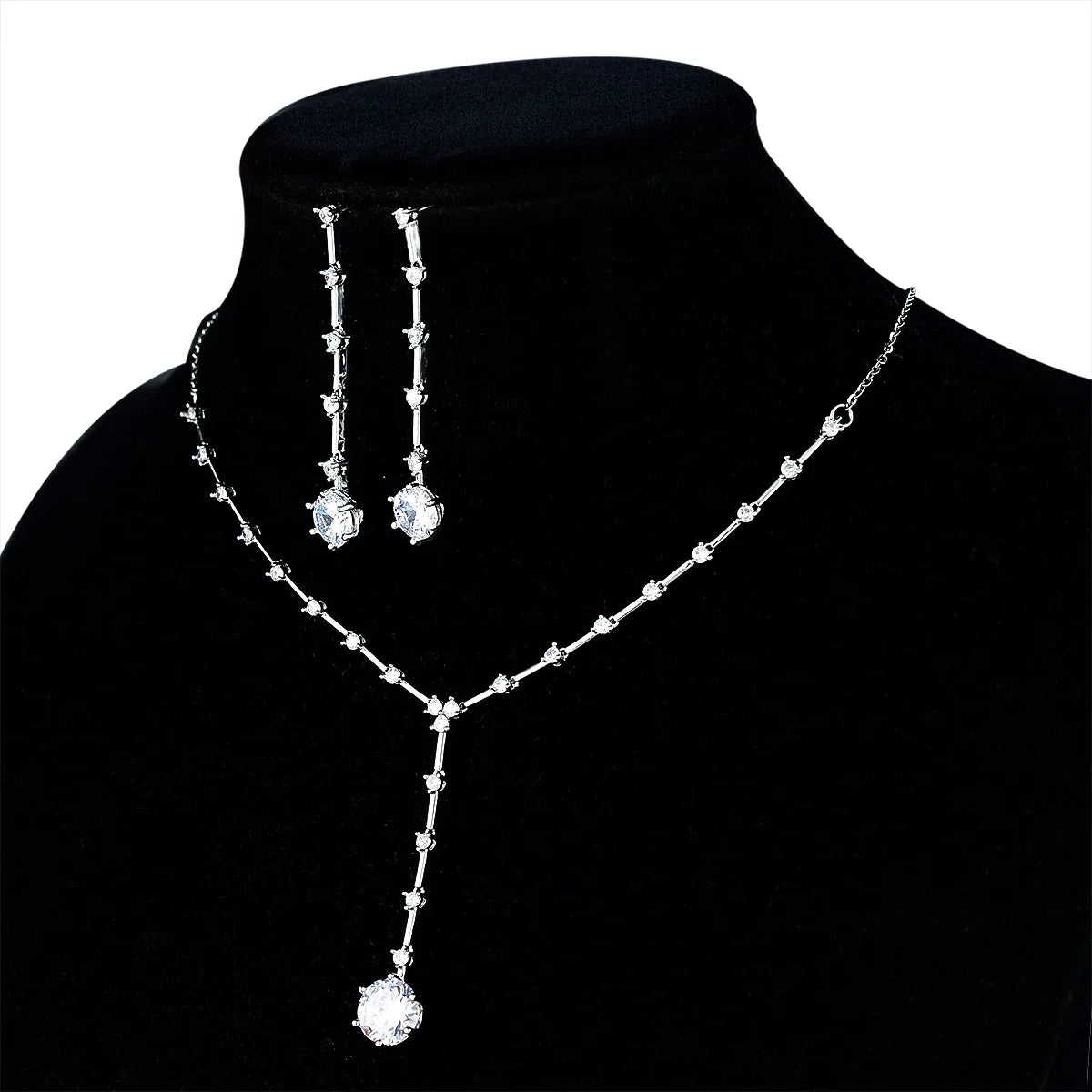 BOXUAN Hot Sales Simple Cubic Zircon  Wedding Accessories Jewelry Necklace Earring Jewelry Set