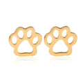 Trendy 18K Gold Rose Silver Plated Stainless Steel Women Ladies Cute Cat Dog Paw Stud Earrings Jewelry