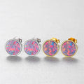 Fine jewelry 925 sterling silver geometric round shape natural opal earrings