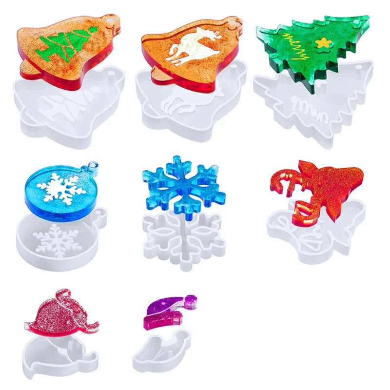 Diy Crystal Drops 9 Pieces Christmas Tree Snow Christmas Hat Pendant Pendant Silicone Mold Ornaments Cake Tool Handmade