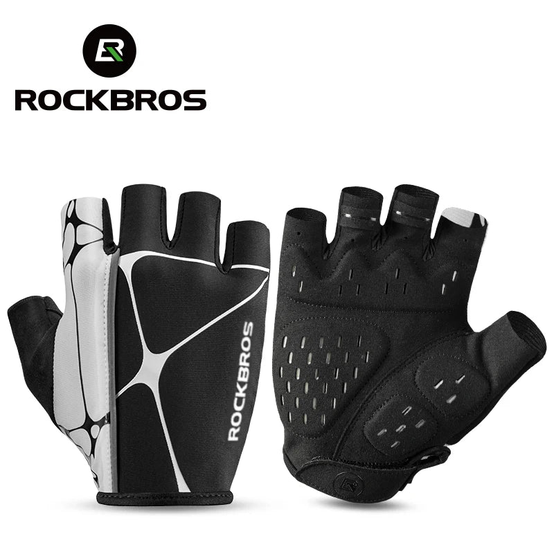 ROCKBROS Cycling Gloves Half Finger Reflective MTB Bike Gloves Thickened Silicone Shock-absorption Sports Gloves Cycle