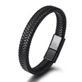 2024 New Alloy Men's Simple Bracelet Wear-resistant Leather Rope Braided Bracelet Jewelry Magnetic Clasp Men Leather Bracelet