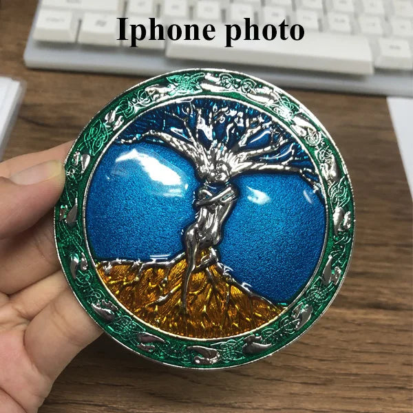 Vibrant Alloy Nickel-Plated Tree of Life Wholesale Kid's Gift-Custom 40mm 3D Die-Cut Buckle Belt Unique Design Durable Finish