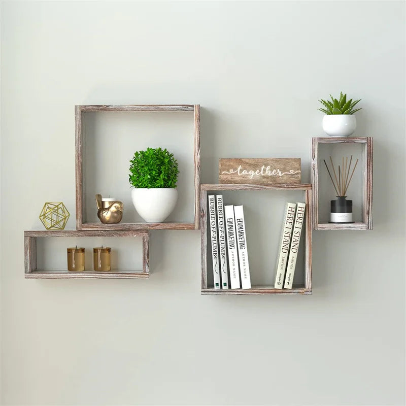 Floating Shelves Wall Mounted Rustic Wall Storage Shelf for Bathroom Living Room Wooden Wall Shelf Display