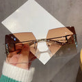 Luxury Brand Rimless Sunglasses High UV400 Oculos De Sol Men Women Rectangle Eyewear Designer Lens Vintage Sun Glasses Box