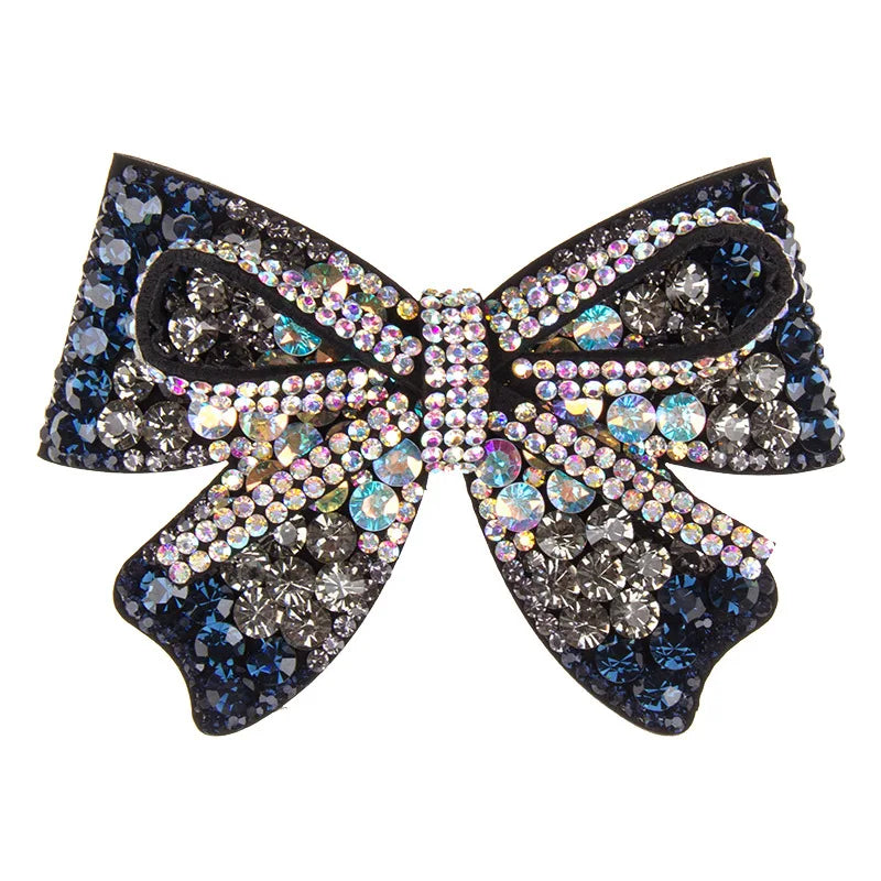 HX-127 Bow Knot Full of Diamond Crystal Hairpin Female Korea Back Head Top Clip Horizontal Clip Ponytail Clip