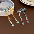 Elegant Water Drop Crystal Butterfly Earrings Niche High-end Tassel Earrings
