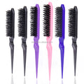Three Row Teasing Hair Brush Edge Control Rat Tail Colorful Waterproof Home Use Hairdressing Fluffy Hair Styling Nylon Bristle