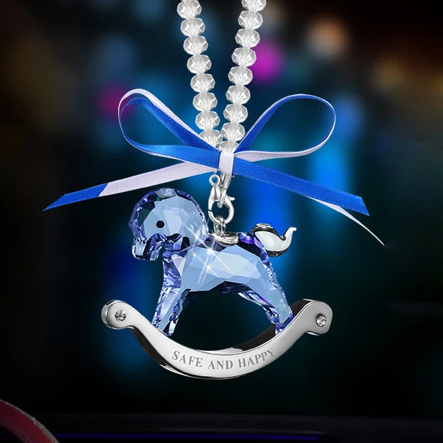 Crystal Car Hanging Ornament Christmas Rocking Horse Crystal Ornament