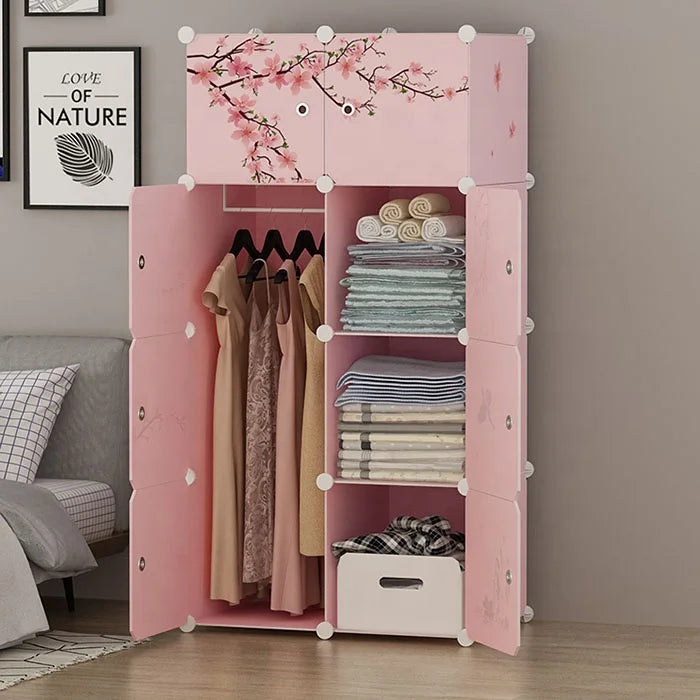 Modern Portable Plastic Printed Wardrobe for Bedroom Simple DIY Furniture for Dining and Workshop