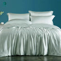 100% Pure Mulberry Silk Satin Sheet Set 4pcs Fitted Sheet Duvet Cover Pillowcases Quilt Pattern Bedding Set for Home Use