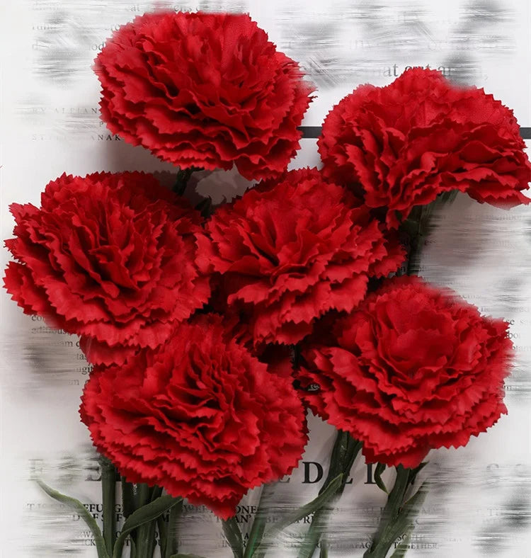 YOPIN 076 Artificial Flowers Mother's Day Gift Carnation Flowers Artificial Red Carnations